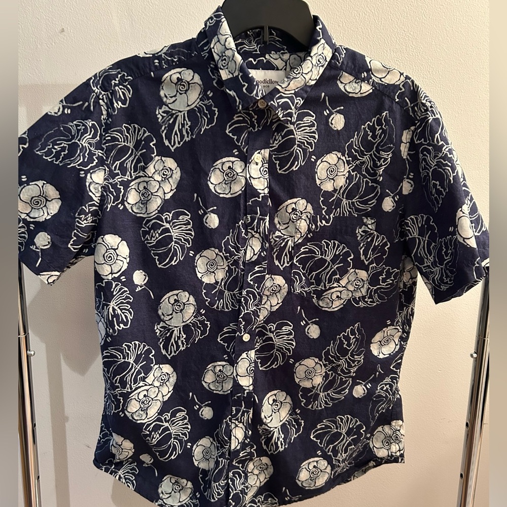 Navy Blue Patterned Men's Shirt